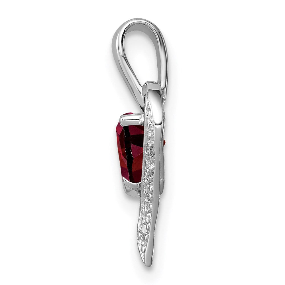 Sterlingsilber Rhodium Herz Granat & Diamant Anhänger
