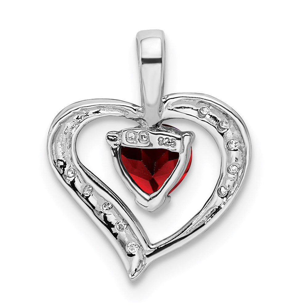 Sterlingsilber Rhodium Herz Granat & Diamant Anhänger