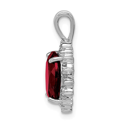 Sterlingsilber Rhodium Granat & Diamant Anhänger