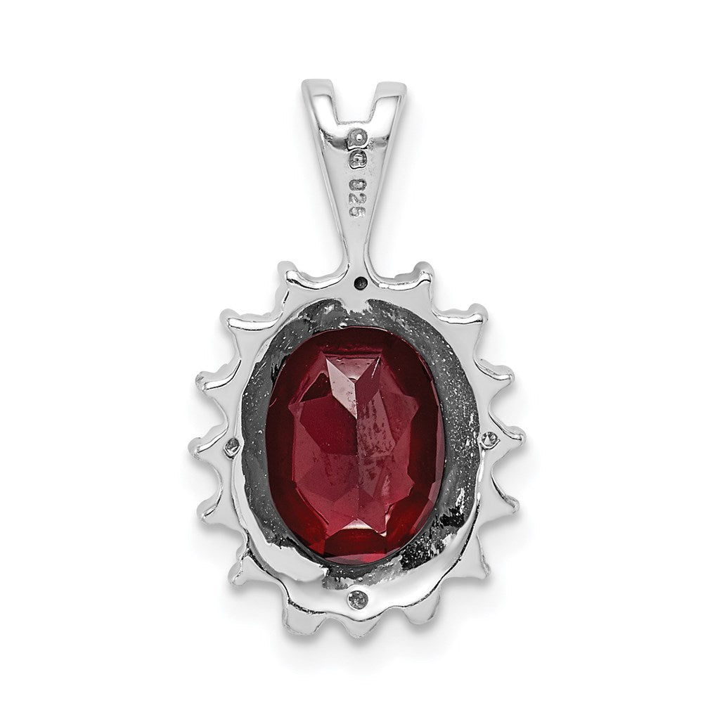 Sterlingsilber Rhodium Granat & Diamant Anhänger