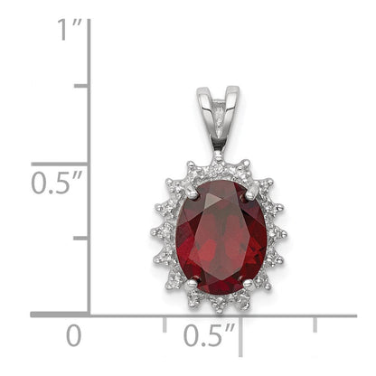 Sterlingsilber Rhodium Granat & Diamant Anhänger