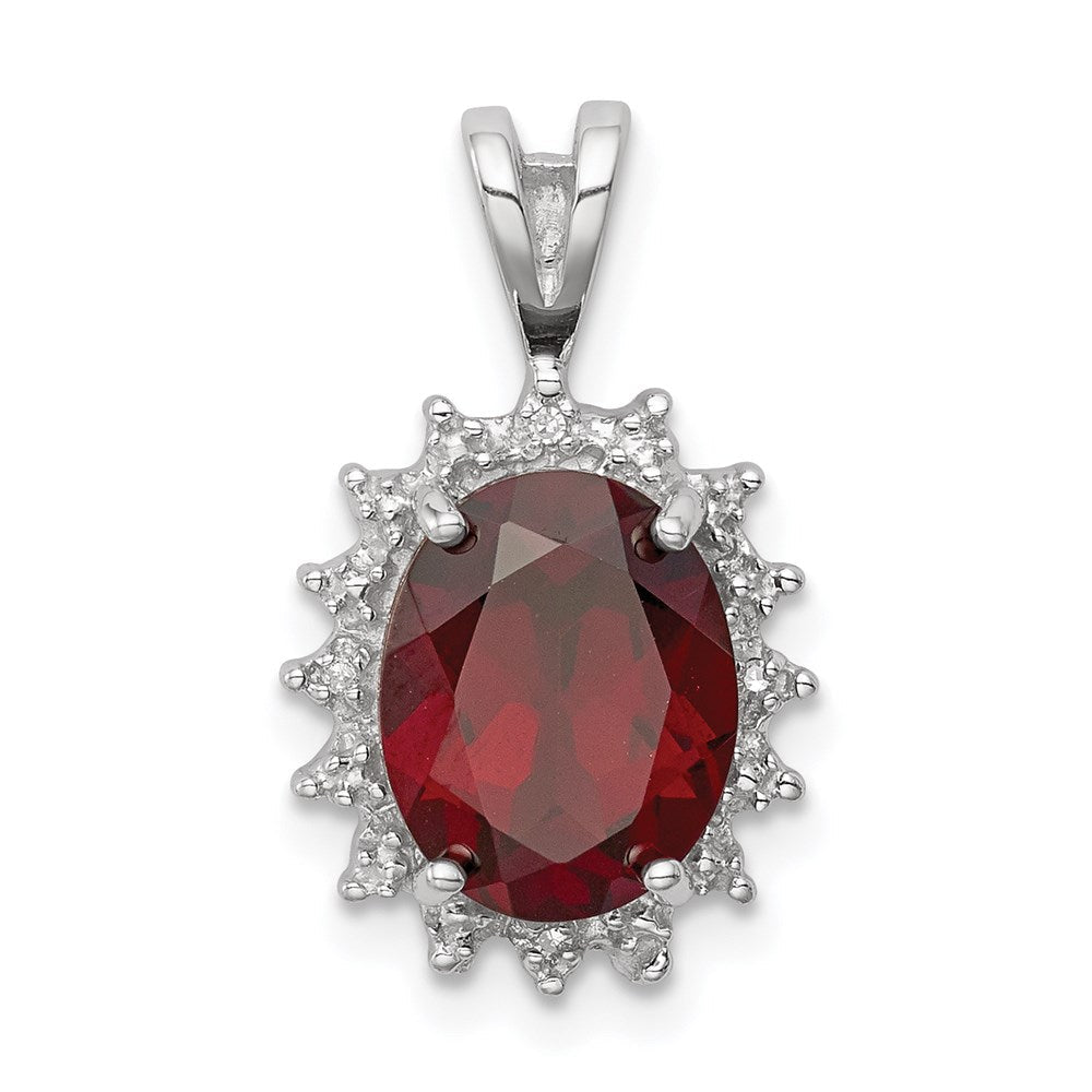 Sterlingsilber Rhodium Granat & Diamant Anhänger