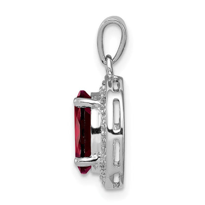 Sterlingsilber Rhodium Granat & Diamant Anhänger