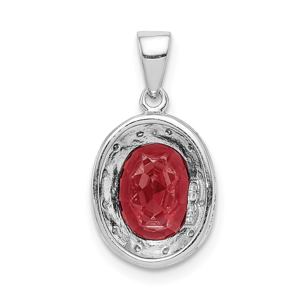 Sterlingsilber Rhodium Granat & Diamant Anhänger