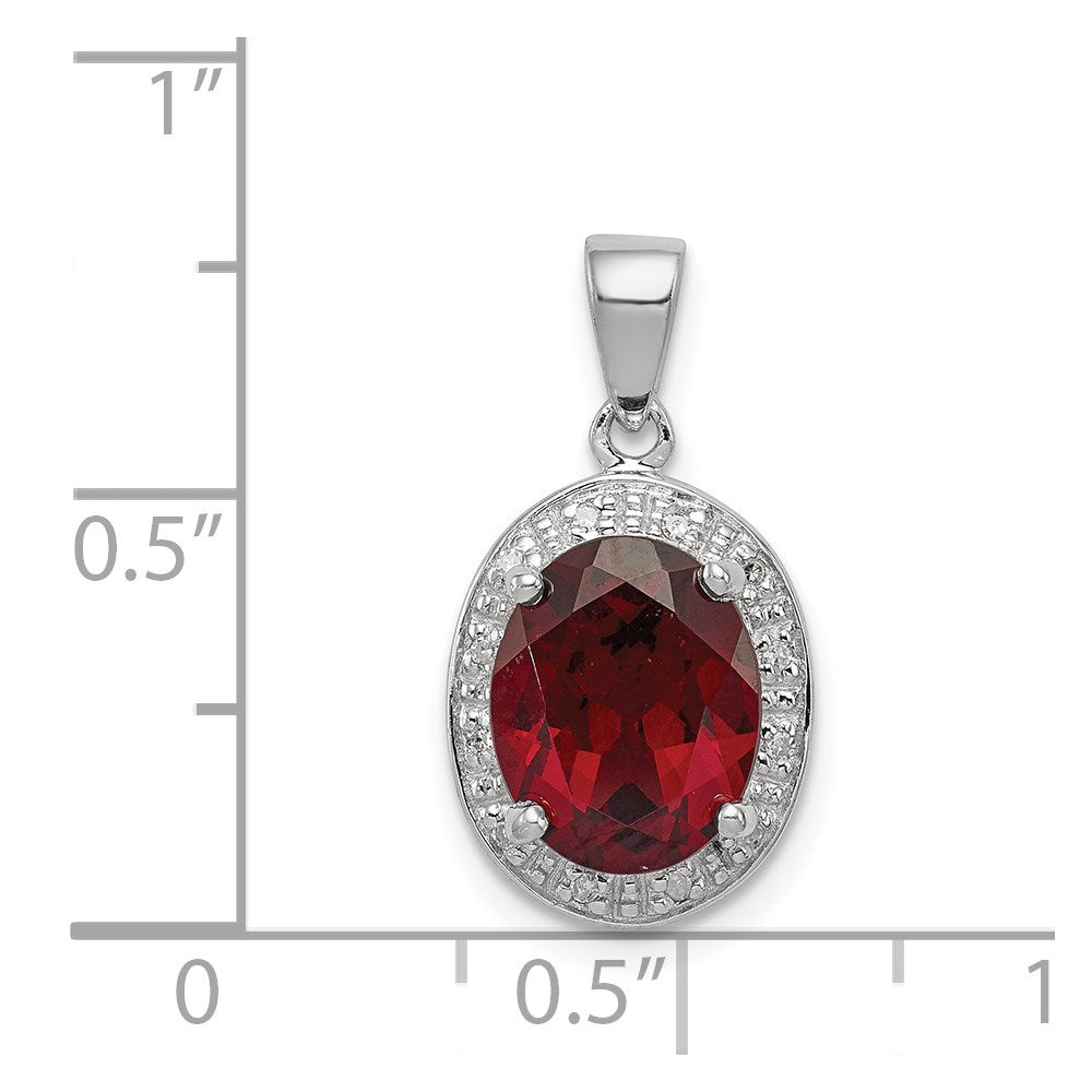 Sterlingsilber Rhodium Granat & Diamant Anhänger