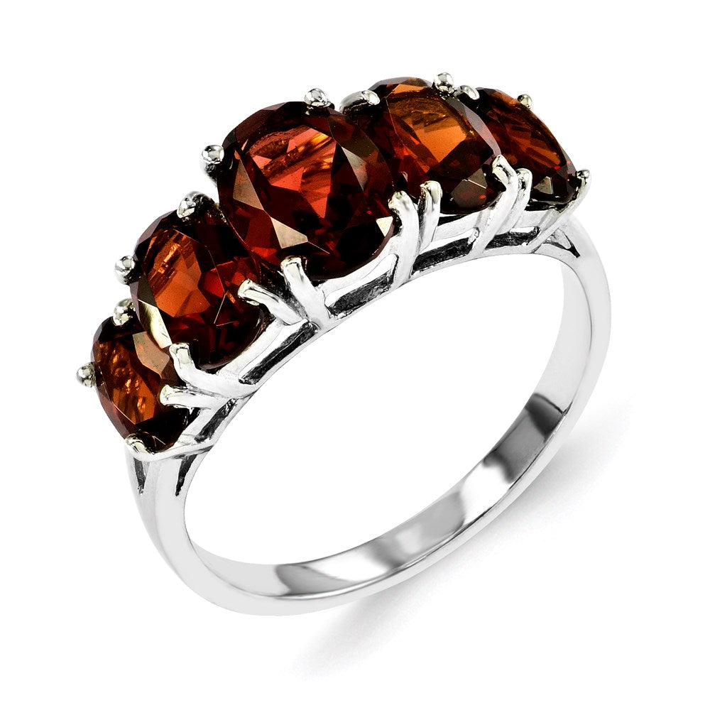 Sterlingsilber Rhodium Granat Ring