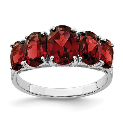 Sterlingsilber Rhodiniert Granat Ring