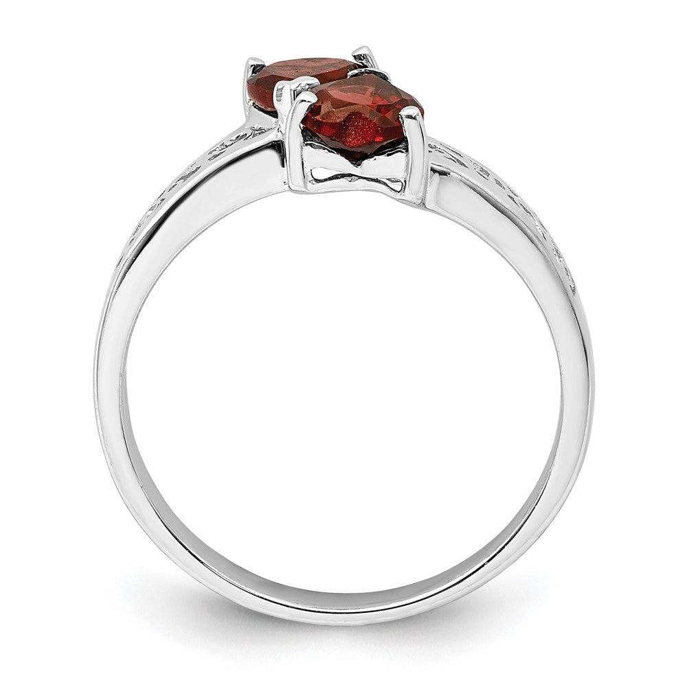 Sterlingsilber Rhodium Granat Herz Ring