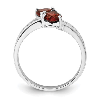 Sterlingsilber Rhodium Granat Herz Ring