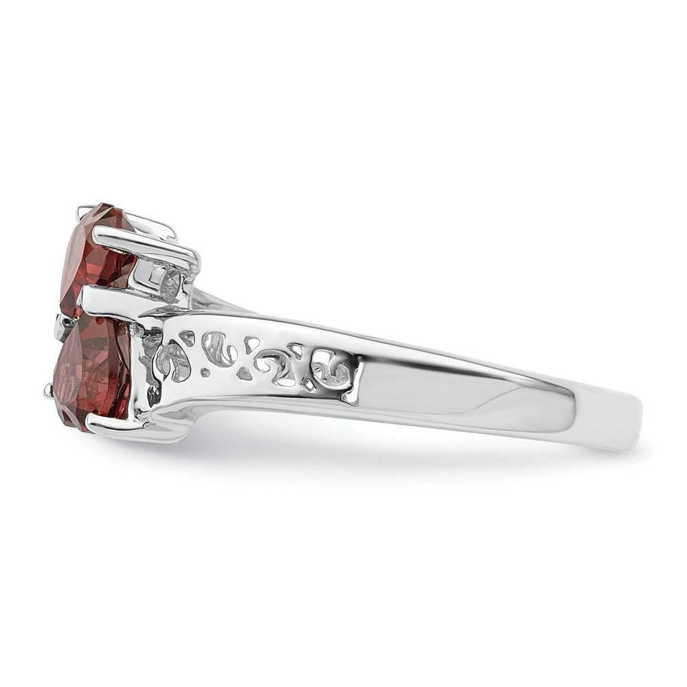 Sterlingsilber Rhodium Granat Herz Ring
