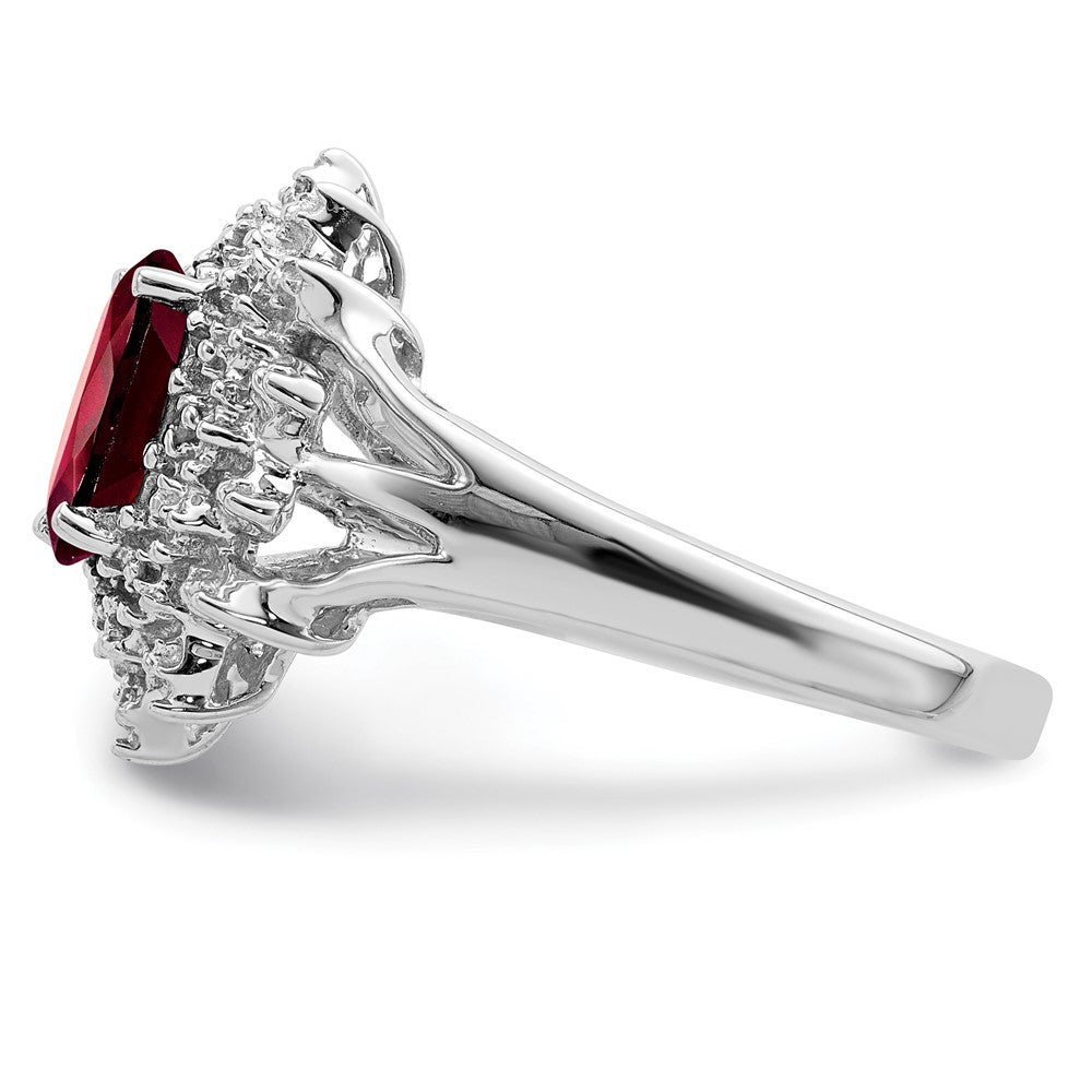 Sterlingsilber Rhodiniert Granat & Diamant Ring
