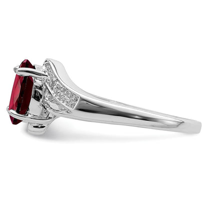 Sterlingsilber Rhodiniert Granat & Diamant Ring