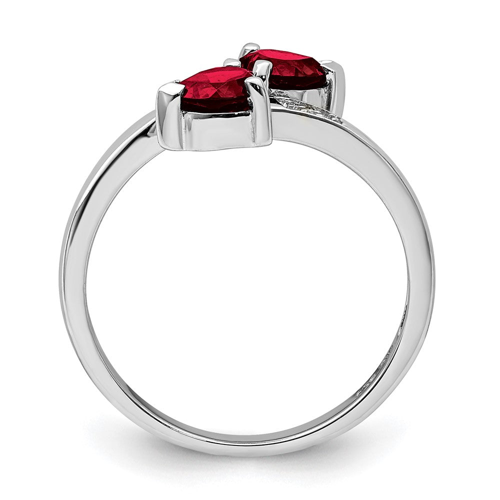 Sterlingsilber Rhodium Granat & Diamant Herz Ring