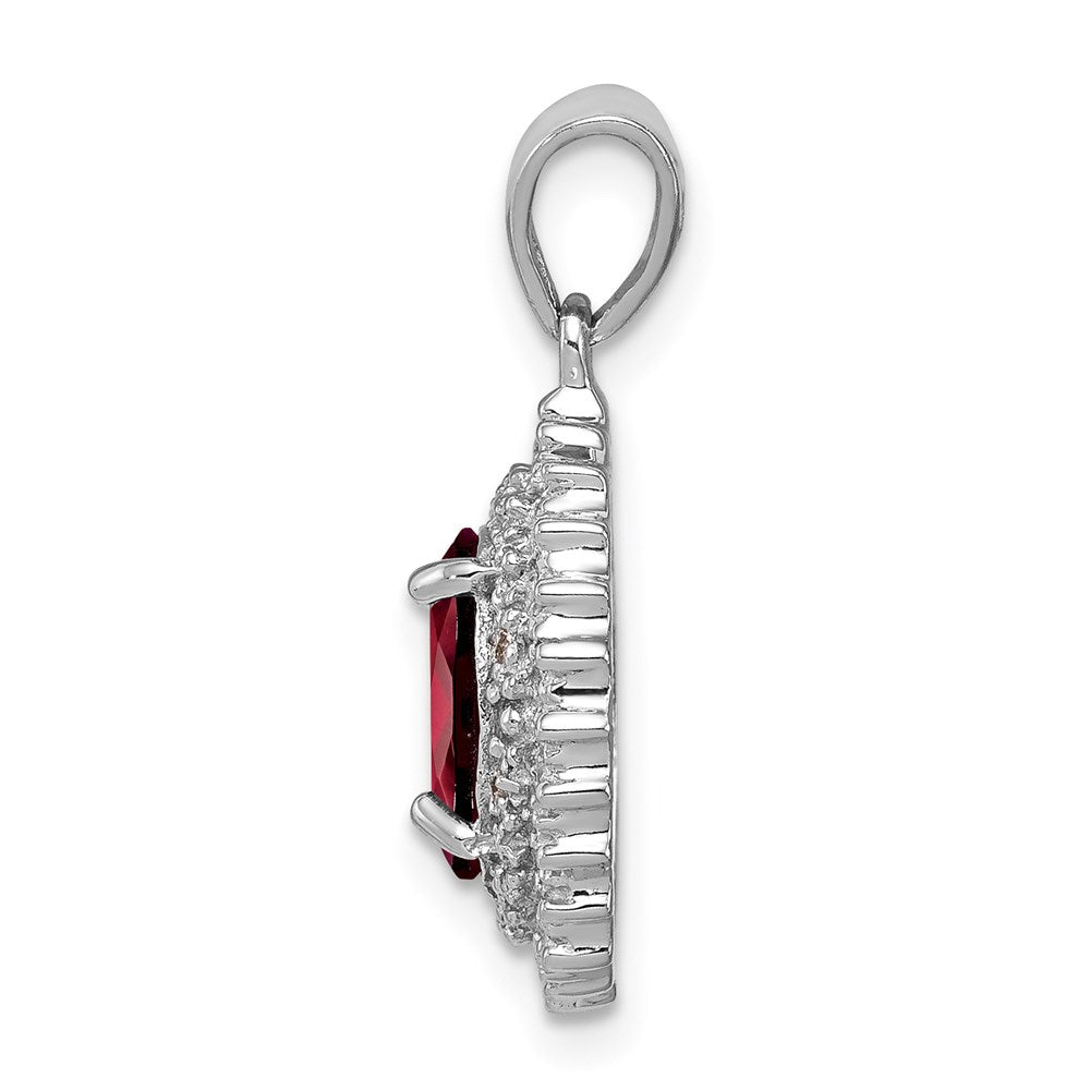 Sterlingsilber Rhodium Granat & Diamant Anhänger