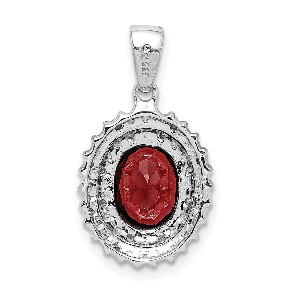 Sterlingsilber Rhodium Granat & Diamant Anhänger