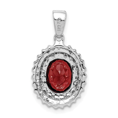 Sterlingsilber Rhodium Granat & Diamant Anhänger