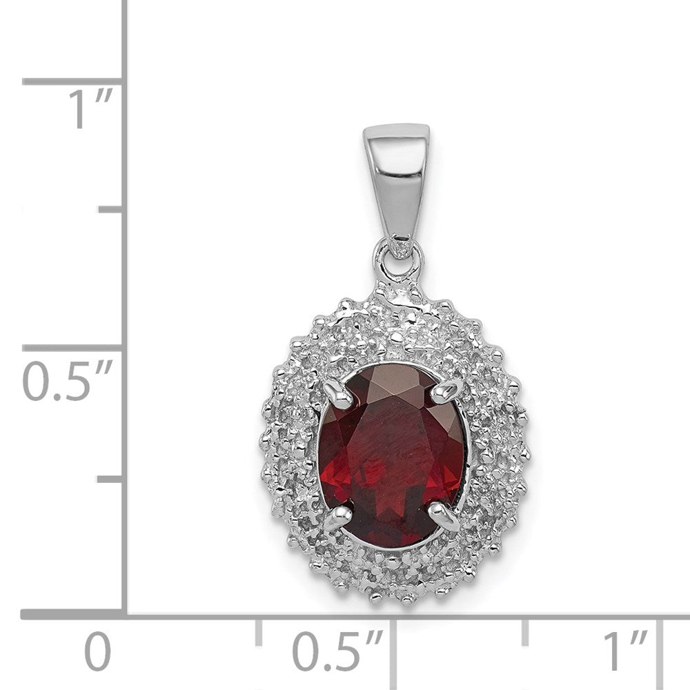 Sterlingsilber Rhodium Granat & Diamant Anhänger