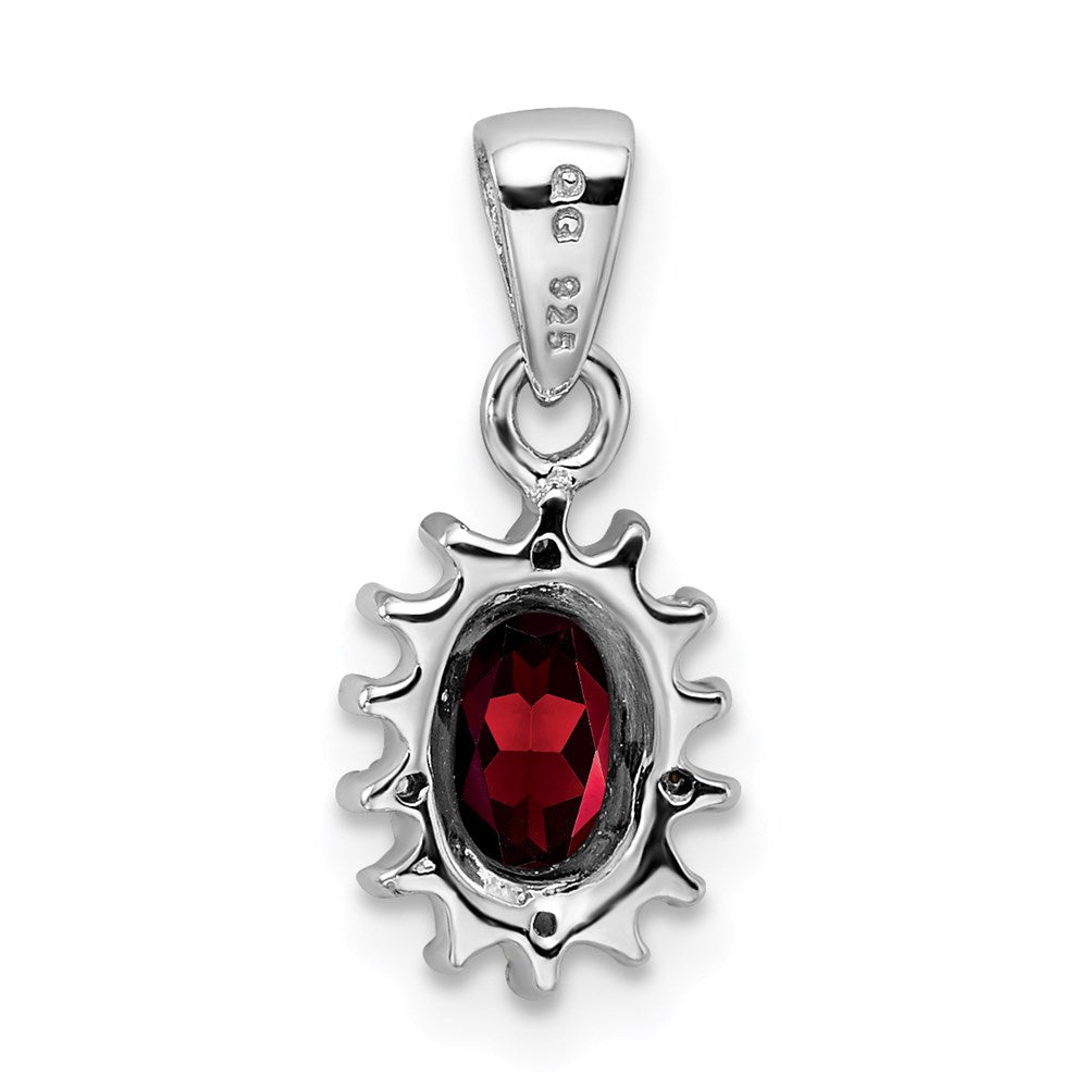 Sterlingsilber Rhodium Granat & Diamant Anhänger