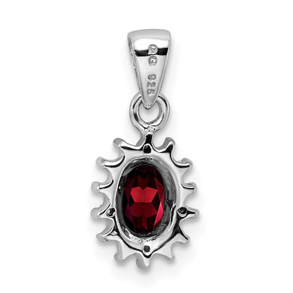 Sterlingsilber Rhodium Granat & Diamant Anhänger