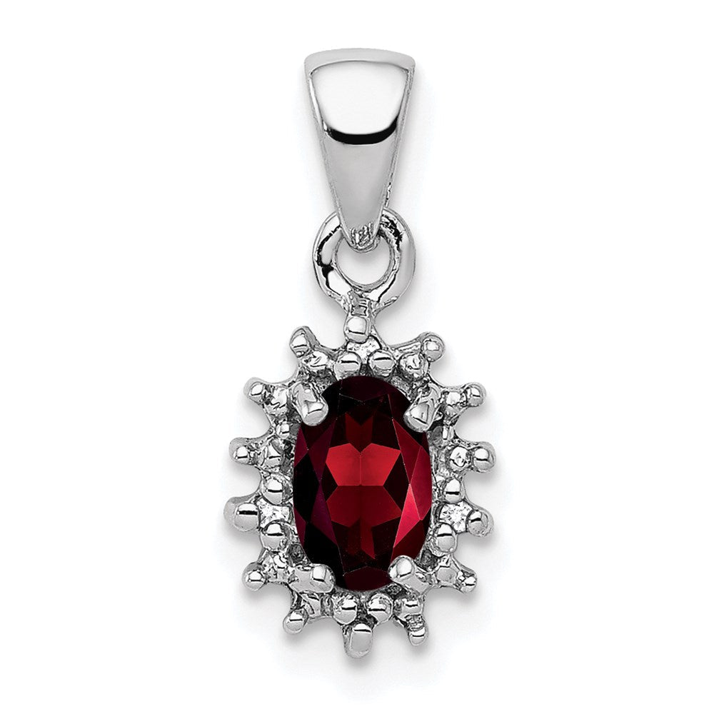 Sterlingsilber Rhodium Granat & Diamant Anhänger