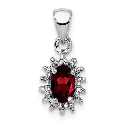 Sterlingsilber Rhodium Granat & Diamant Anhänger