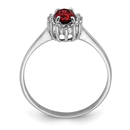 Sterlingsilber Rhodiniert Granat Diamant Ring
