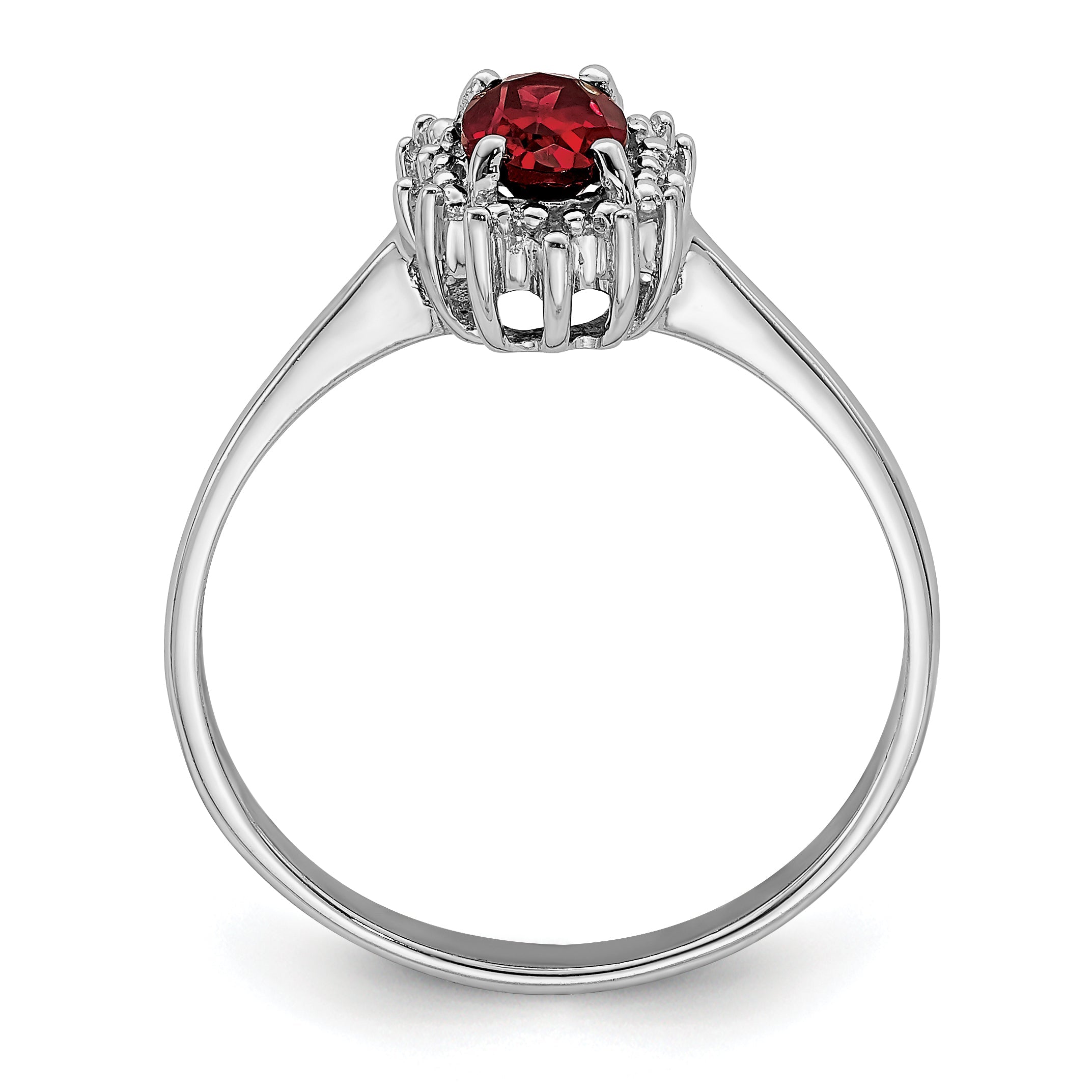 Sterlingsilber Rhodiniert Granat Diamant Ring