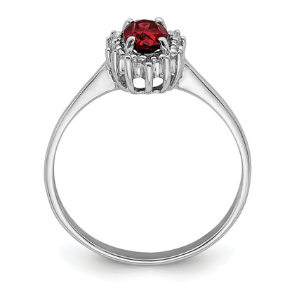 Sterlingsilber Rhodiniert Granat Diamant Ring