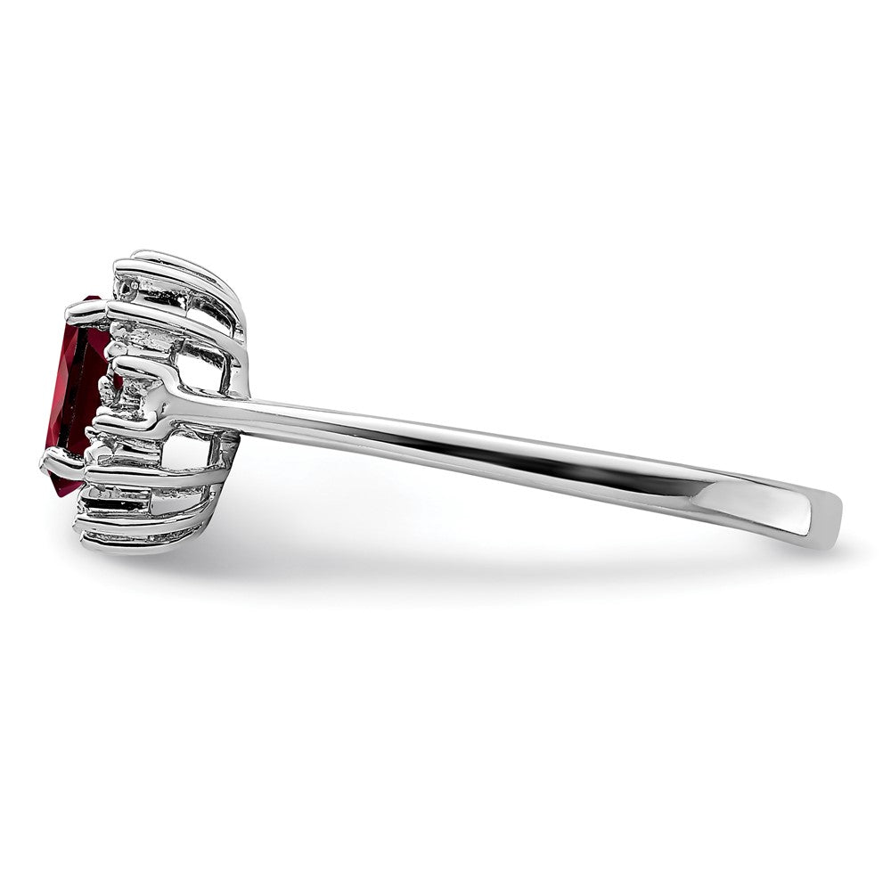Sterlingsilber Rhodiniert Granat Diamant Ring