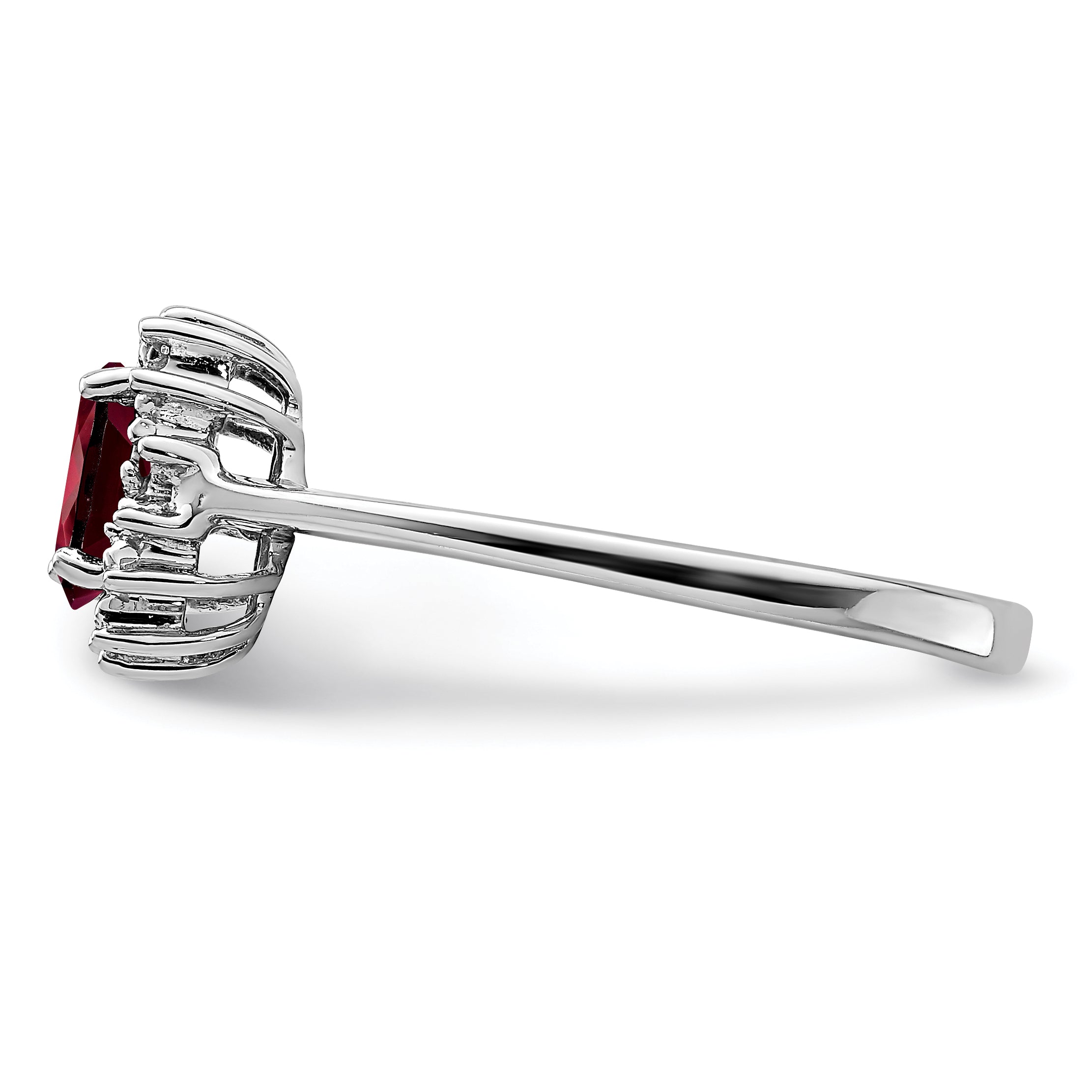 Sterlingsilber Rhodiniert Granat Diamant Ring