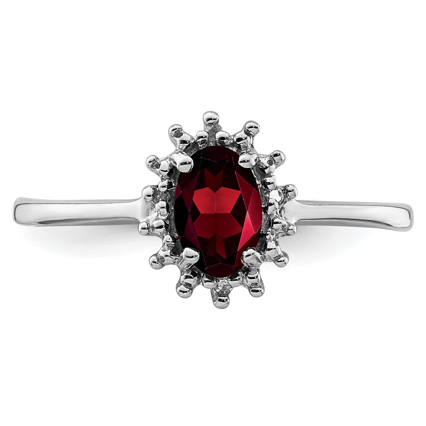 Sterlingsilber Rhodiniert Granat Diamant Ring