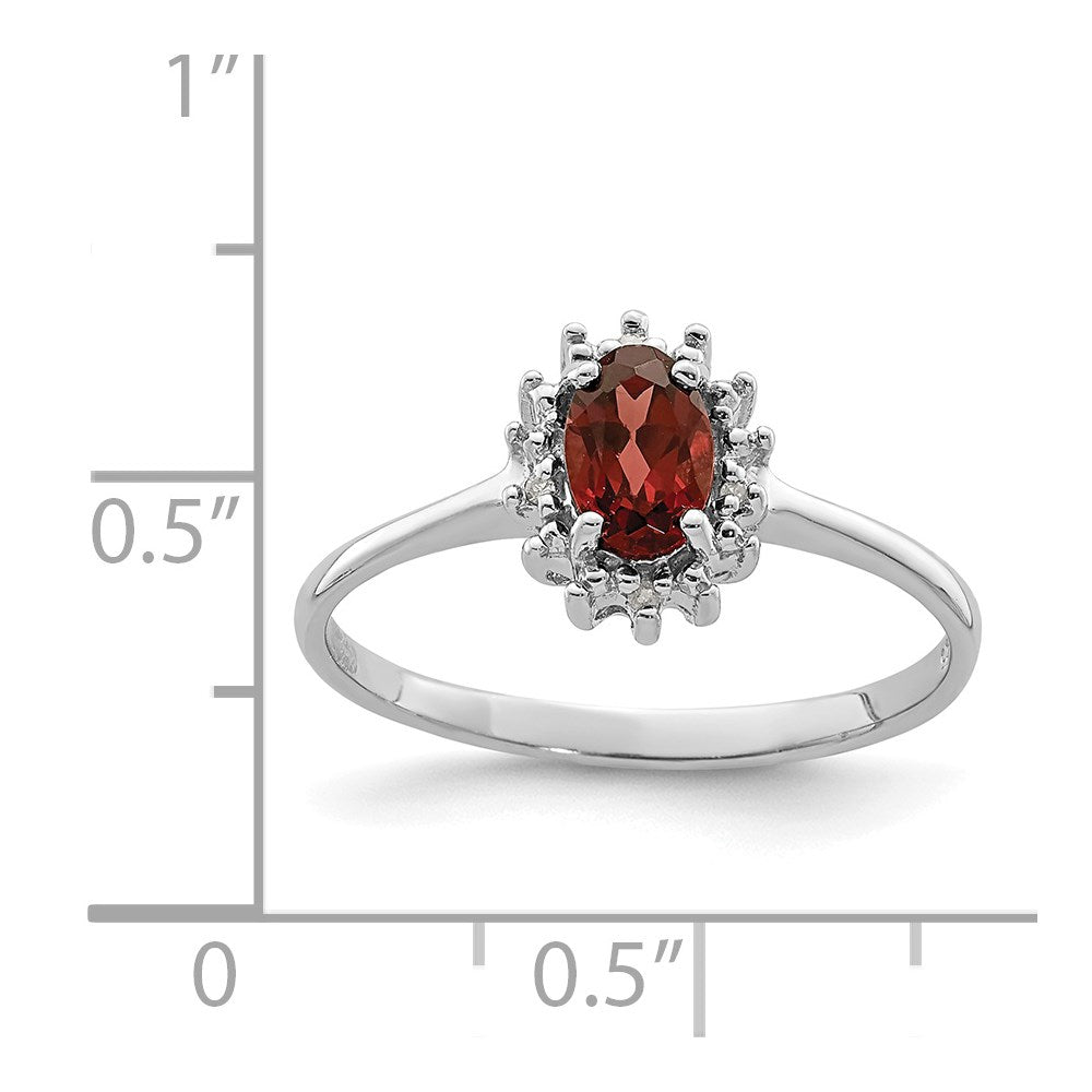 Sterlingsilber Rhodiniert Granat Diamant Ring