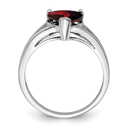Sterlingsilber Rhodium Granat Ring