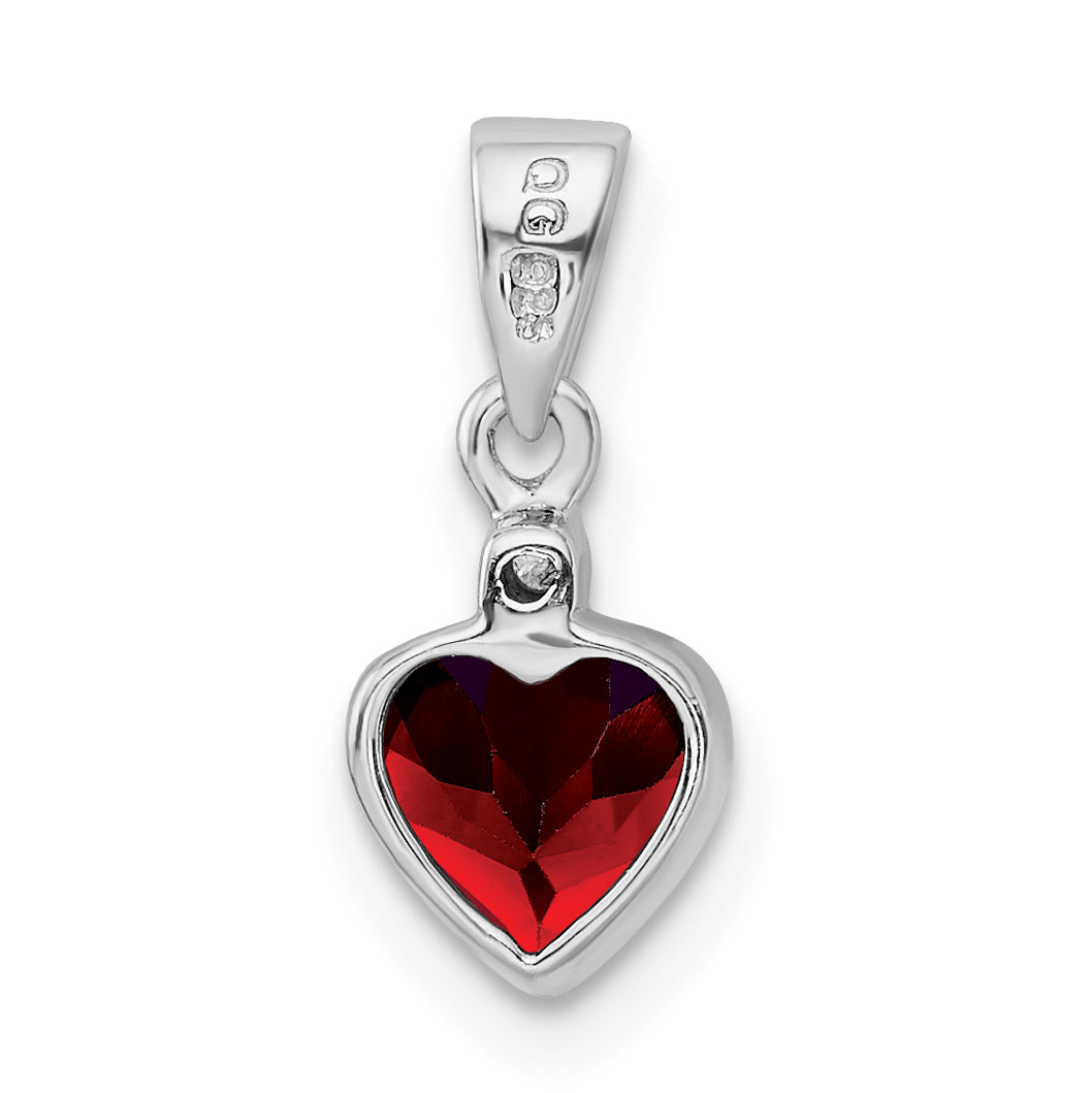 Sterlingsilber Rhodium Granat Diamant Anhänger
