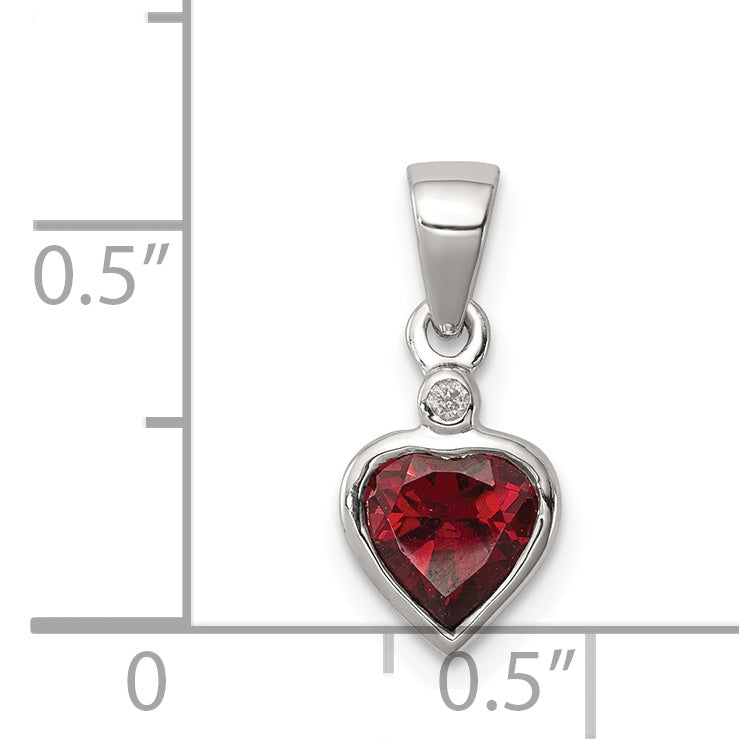 Sterlingsilber Rhodium Granat Diamant Anhänger