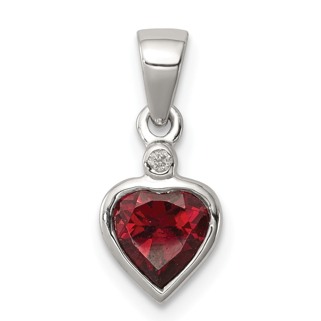 Sterlingsilber Rhodium Granat Diamant Anhänger