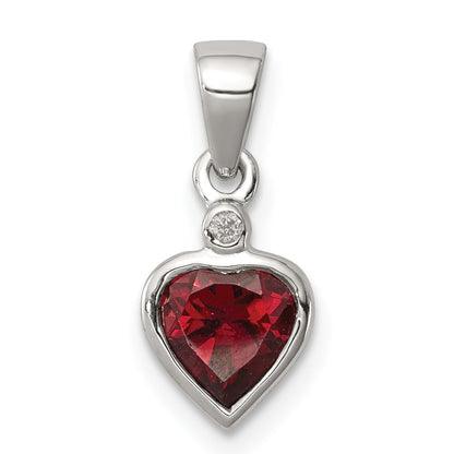 Sterlingsilber Rhodium Granat Diamant Anhänger
