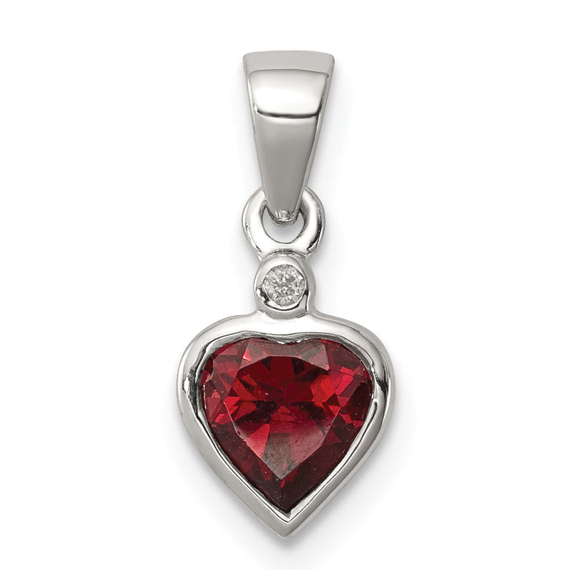 Sterlingsilber Rhodium Granat Diamant Anhänger
