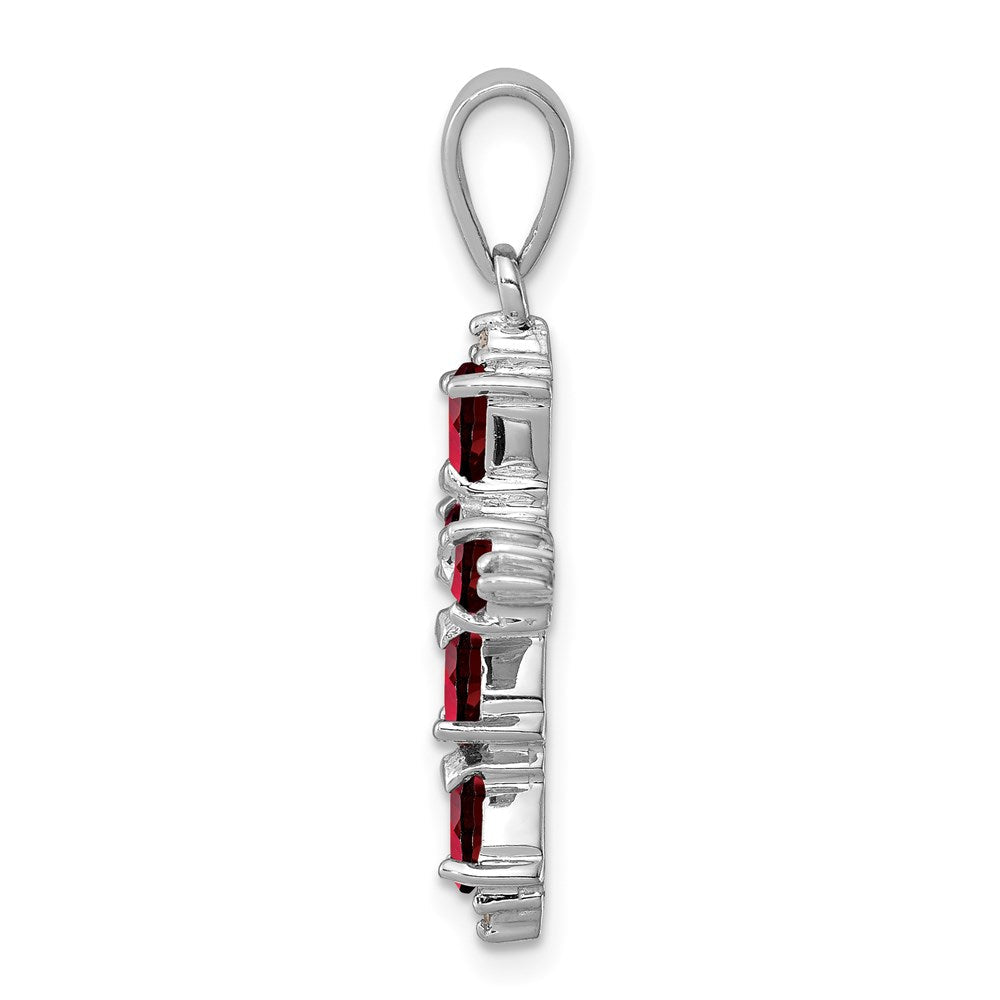 Sterlingsilber Rhodium Tropfen Granat Kreuz Anhänger