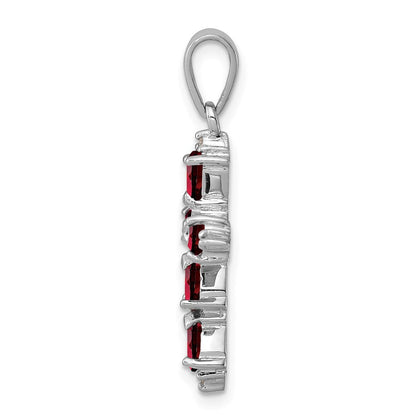 Sterlingsilber Rhodium Tropfen Granat Kreuz Anhänger