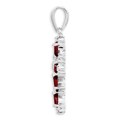 Sterlingsilber Rhodium Tropfen Granat Kreuz Anhänger