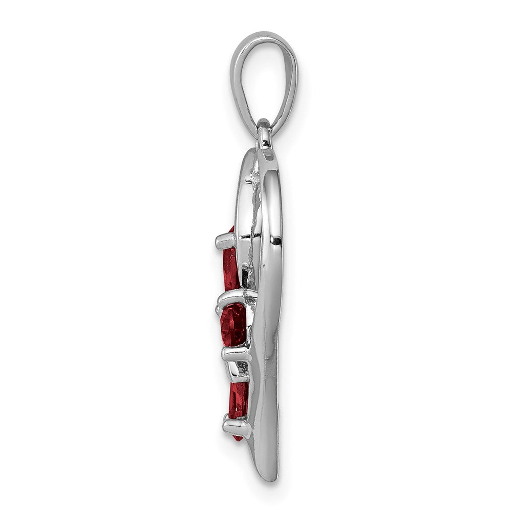 Sterlingsilber Rhodium Granat & Diamant Schmetterling Herz Anhänger