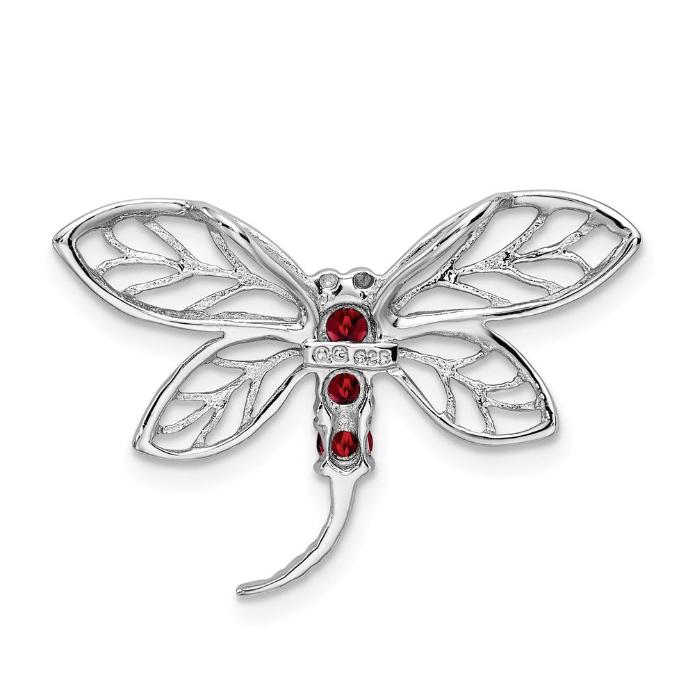 Sterlingsilber Rhodium Granat Libelle Kette Anhänger