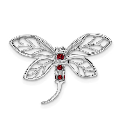 Sterlingsilber Rhodium Granat Libelle Kette Anhänger