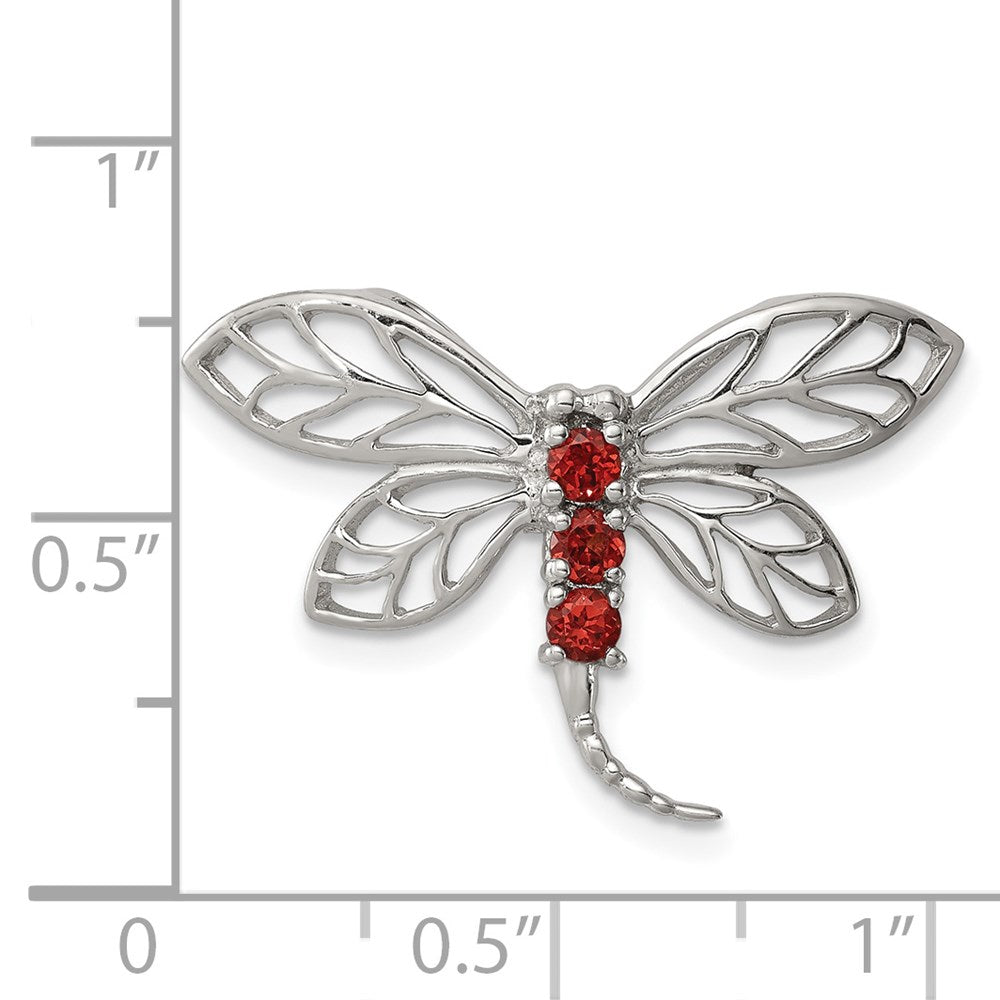Sterlingsilber Rhodium Granat Libelle Kette Anhänger