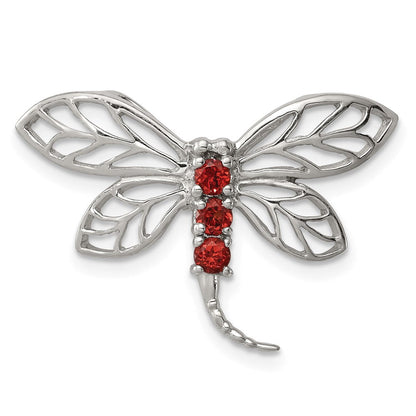 Sterlingsilber Rhodium Granat Libelle Kette Anhänger