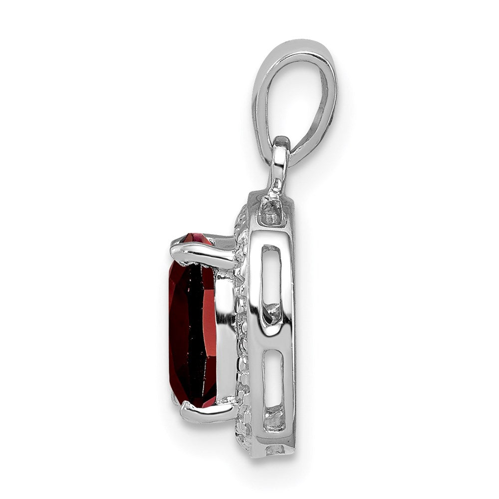 Sterlingsilber Rhodium Granat & Diamant Anhänger