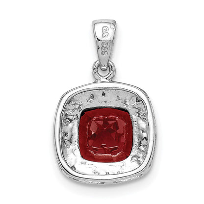 Sterlingsilber Rhodium Granat & Diamant Anhänger