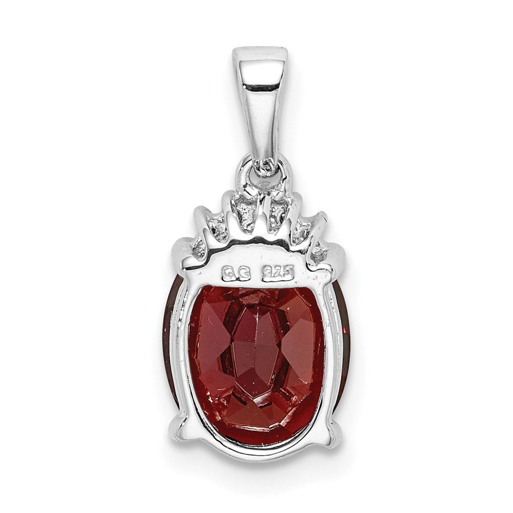 Sterlingsilber Rhodium Granat & Diamant Anhänger