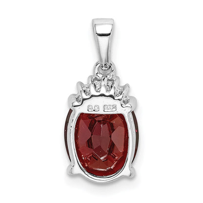 Sterlingsilber Rhodium Granat & Diamant Anhänger